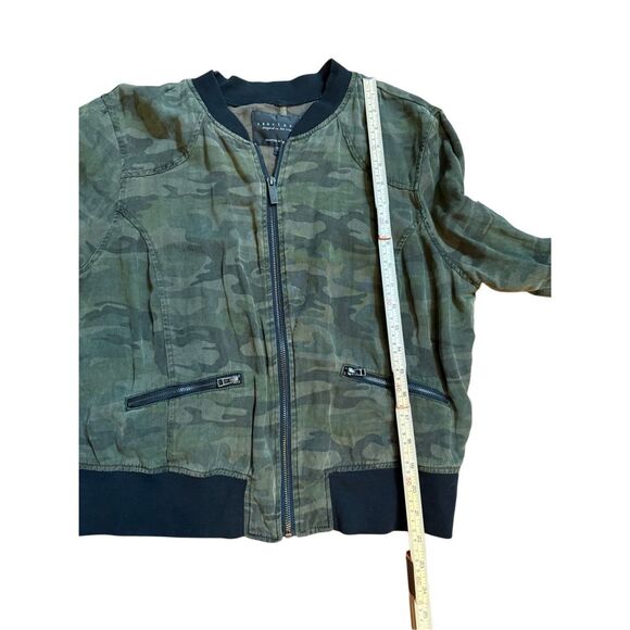 Sanctuary Camouflage Bomber Jacket in Mother Nature Camo Linen blend Anthropolog - Picture 9 of 10